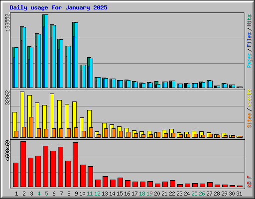 Daily usage for January 2025